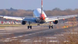 UK Edition! Crosswind Landings at London Gatwick LGW Airport Close Up Plane Spotting B777, B787,A380