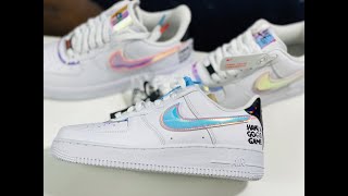 真假鉴定对比Nike Air Force 1 AF1 空军一号镭射电玩 莆田vs正品 DC0710-191