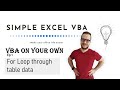 VBA ON YOUR OWN: For Loop through table data - Simple Excel VBA