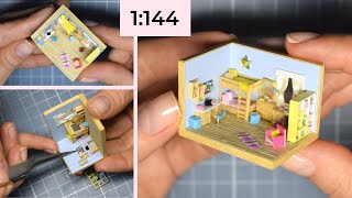 DIY How to Make a Miniature Children's Roombox 1:144