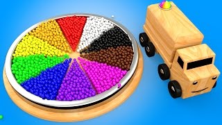 Wooden Base Color Balls Truck Toys to Learn Colors for Children - 3D Kids Learning Videos