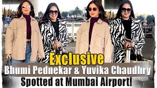 Bhumi Pednekar \u0026 Yuvika Chaudhry Spotted at Mumbai Airport  #CelebritySightings