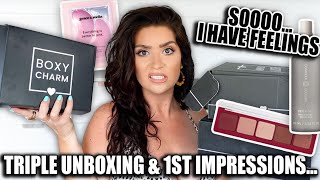 MARCH BOXYCHARM TRIPLE UNBOXING!! BASE, PREMIUM & LUXE BOXES! | TRY-ON & FIRST IMPRESSIONS!