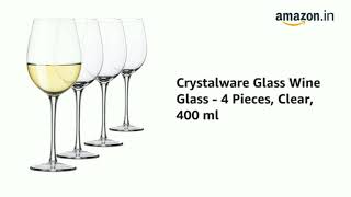 Crystalware Glass Wine Glass - 4 Pieces, Clear, 400 ml