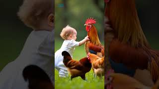 Baby and Chickens: Sweet Friends #baby #chickens #animals #cute #adorable #kids #child #petlover