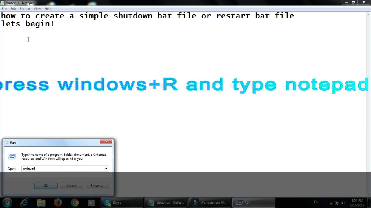 How To Create Shutdown And Restart .bat File Desktop Icon - YouTube