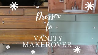 DIY antique dresser to bathroom vanity | How to makeover vintage dresser |  Look for Less Collab