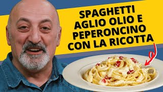 Spaghetti aglio olio e peperoncino con la ricotta