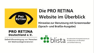 Die PRO RETINA-Website im Überblick - Hinweise zur Nutzung mit Screenreader