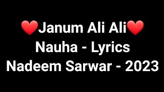 Janum Ali Ali Nauha Lyrics || Nadeem Sarwar || 2023 || 1445 || Noha Lyrics || HUSSAINI STATUS ||