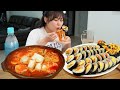 김밥에 청양마요 찍어 먹으면 더 맛있어요😋순두부 쫄면도 같이 먹방  Home-made Kimbap MUKBANG