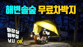 50대 이상 차박이 가능한 해변 송림 무료 차박지 / 수세식 화장실 / 우중캠핑 / 동호국민여가캠핑장 / 백바위해수욕장 / 디스커버리4 차박 캠핑