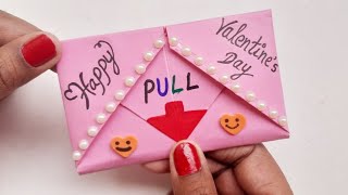 DIY-Pull Tab Origami Envelope Card || Letter Folding Origami || Valentine's Day Card | Greeting Card