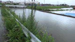 都市型洪水記録、熊本市若葉排水路Flood of the Kumamoto City Wakaba waterway.