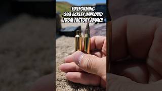 Fireforming .243 Winchester factory ammo to .243 Ackley Improved. Pre-formed ammo can still be used.