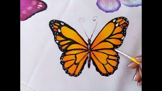 Como Pintar Mariposa Monarca / How to Paint Monarch Butterfly