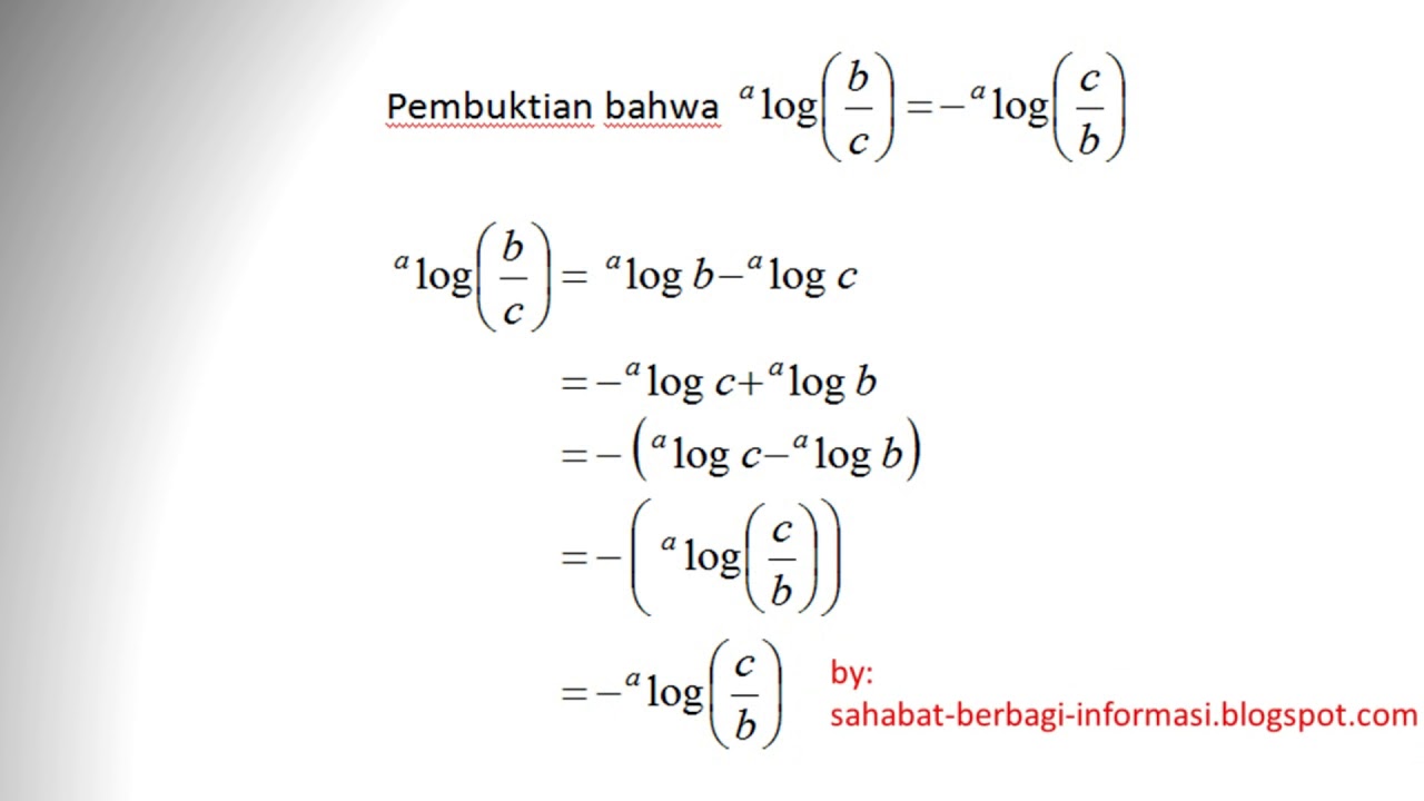 A Log (b/c) = - A Log (c/b) - YouTube