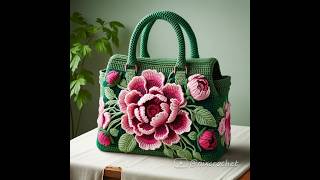 Peony flower styling bag #crochet #knitted #design #bag