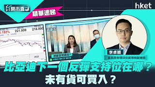 【開市追揸沽】（精華）：比亞迪1211下一個反彈支持位在哪？ 未有貨可買入？