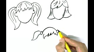 How to draw  Girls Hairstyles 1 easy steps for children, kids, beginners