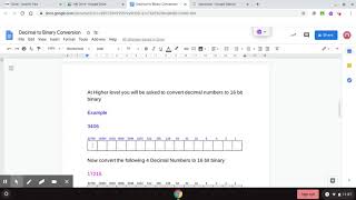 Higher Computing Decimal to Binary Conversion