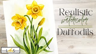 Draw and Paint Realistic Spring Daffodil! Watercolor Flower Tutorial!