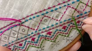 All over Hand embroidery design tutorial Simple all over stitches/Part5 #youtube #handembroidery