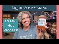 30 Minute Hot Process Liquid Soap in Beautiful Frosted Glass Bottles!