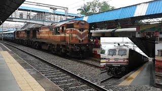 Kzj wdg3a twins with sc rjt express meets gkp bdts antyodaya weekly and overtakes 19016 at bharuch