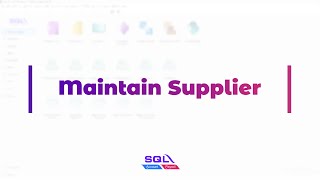 Maintain Supplier