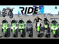 Top 14 Fastest Kawasaki SuperBikes Top Speed Battle || Ride 4 || 4k 60FPS