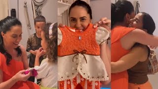 Graciele recebendo a Camila Camargo e seus filhos/Filha da Camila deu um presente para Clarinha