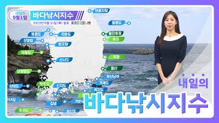 [바다낚시지수] 23년09월1일 제주도 남쪽 및 남해안 동부 바깥 먼바다 풍랑특보~ 출조에 유의!/ 해양예보방송