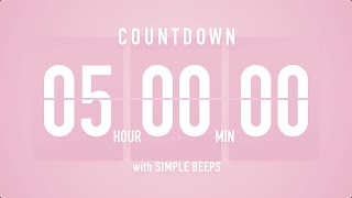 5 Hours Countdown Flip Clock Timer / Simple Beeps 🌸🔔