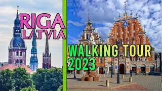RĪGA, LATVIA | 1 hour Recent Walking Tour with Ambient Sound 2023 | The Planet V [4K | 30 fps]