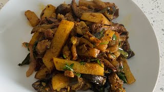 Brinjal and potato fry recipe | eggplant fry recipe | brinjal and potato poriyal