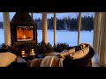 cozy winter veranda a relaxing snowy retreat with crackling fireplace u0026 winter wildlife