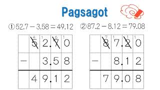 小3＿小数1位ー小数2位減法（フィリピノ語版）