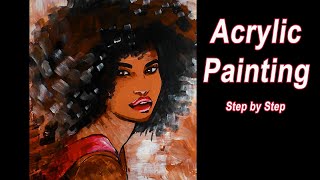 Abstract Painting for Beginners AFRO WOMAN | Acrylic Painting Tutorial
