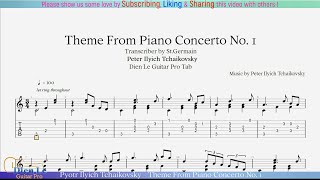 For Classical Guitar with TABs - Pyotr Ilyich Tchaikovsky - Theme From Piano Concerto No.1