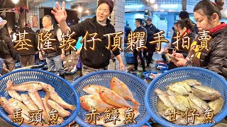 基隆崁仔頂糶手拍賣#馬頭魚#赤鱆魚#甘仔魚#石狗公