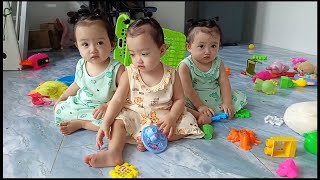 Ba bé sinh ba mặc quần áo mới, lanh lợi hơn trước rất nhiều | BA NÀNG TIÊN