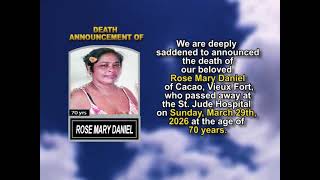 Rose Mary Daniel ~ Short Obituary