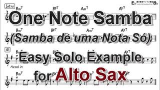 One Note Samba - Easy Solo Example for Alto Sax