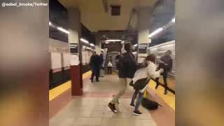 Man randomly pushes woman into subway car in Downtown Brooklyn I ABC7