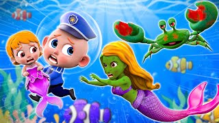 Baby Police vs BIG Giant Crab | The Police Saved The Little Mermaid | Nursery Rh