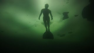 Freediver Johanna Nordblad ventures into frozen lake