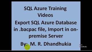 SQL Azure - Export SQL Azure Database in .bacpac file, Import in on-premise Server