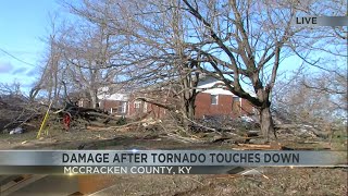 Looking at the damage caused by tornado in McCracken County 4:30 PM
