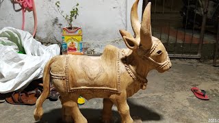 pole ka nandi bail bnaya / making of wooden bull sculpture / making of wooden sculpture #Part 1